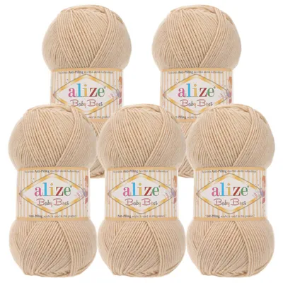 Produktbild von 5 x 100g Strickgarn ALIZE Baby Best uni Babywolle Wolle Antipilling 44 Farben