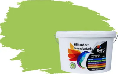 Produktbild von RyFo Colors Silikonharz Fassadenfarbe Lotuseffekt Trend Limonengrün 10l - bunte Fassadenfarbe, weitere Grün Farbtöne und Größen erhältlich, Deckkraft Klasse 1