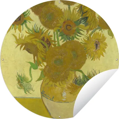 Produktbild von MuchoWow® Gartenposter Outdoor-Poster Rund Sonnenblumen - Vincent van Gogh Ø 150 cm Gartendeko Rundes Poster draußen