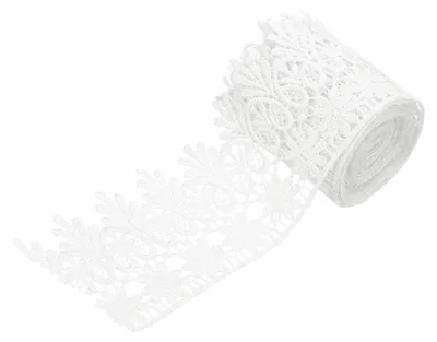Spitzenborte 7,5 cm, Blumenmuster, weiß, 3 Yards, Polyester