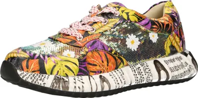 Produktbild von Laura Vita Damen Sneaker Blumen Burton 05 Halbschuh Schnürschuh außergewöhnlich, Größe:39 EU, Farbe:Orange