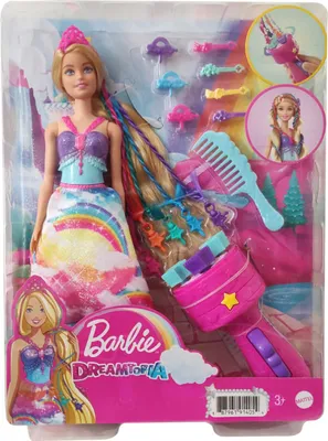 Produktbild von Mattel GTG00 Barbie Dreamtopia Prinzessin Twist 'n Style, Flechtspaß, Haarstyling Puppe mit Zubehör