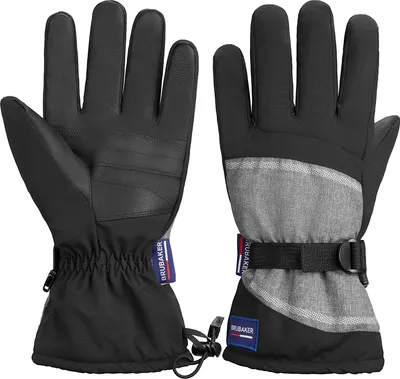 Produktbild von BRUBAKER Skihandschuhe Wasserdicht und Winddicht - Winterhandschuhe für Herren und Damen - Extra Warme Snowboardhandschuhe - Thermo Handschuhe für Ski Snowboard Wintersport - Schwarz Grau Größe L/XL