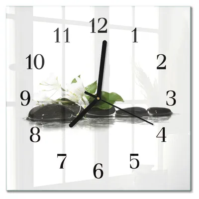 Produktbild von Tulup Glasuhr Wanduhr Küchenuhr Echt-Glas 30x30 cm Modern Dekorativ Geräuschlos Schwarzen Zeigern - Zen-Steine