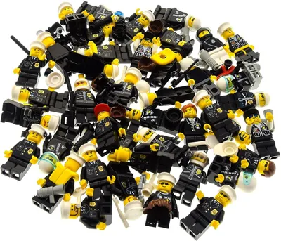 Zdjęcie produktu dla 5x Lego Mini Figurki Policjant Miejski Czarny Akcesoria losowo mieszane