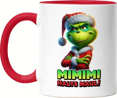 Produktbild von Mimimi Halts Maul Anti Weihnachten Tasse Rot Sarkasmus Muffel Weihnachtszeit