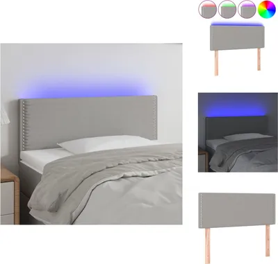 Produktbild von vidaXL LED Kopfteil Hellgrau 100x5x78/88 cm Stoff -  Kopf- & Fußenden