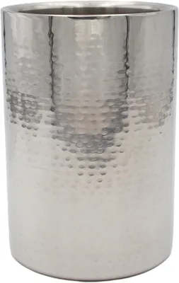 Produktbild von mucHome Flaschenkühler aus Edelstahl, gehämmerte Optik, doppelwandig, Höhe 17 cm, Ø 12 cm, Weinkühler, Getränkekühler für Wein, Sekt, Champagner und W
