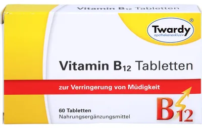 Produktbild von Twardy Vitamin B12 Tabletten zur Verringerung von Müdigkeit, 60 St. Tabletten
