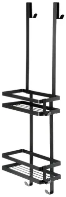 Zdjęcie produktu dla Półka pod prysznic - montaż na ścianie - 2 półki - metal - 23 x 10,5 x 75 cm - czarna