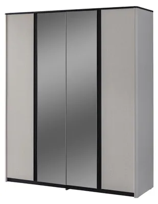 Produktbild von Grauer Schlafzimmerschrank Designer Spiegelschrank Holz Kleiderschrank