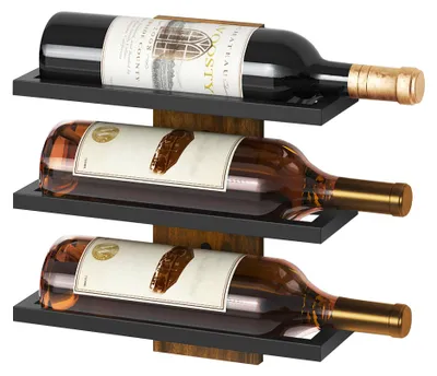 Imagen del producto de Estante de madera para botellas de vino, con capacidad para 3 botellas, color , ideal para la cocina y el comedor