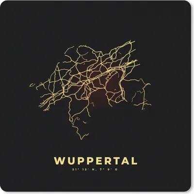Produktbild von MuchoWow® Mauspad Mousepad Wuppertal - Gold - Karte - Stadtplan 20x20 cm - Mousepads - Maus Mat - Pad - Mausunterlage - Desk Mat - Bureauartikeln