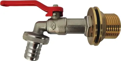 Produktbild von Regentonne Wasserhahn 3/4 Zoll Kugelhahn mit Schlauchtülle und Durchführung 1 Zoll