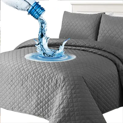Produktbild von 100% wasserdichte Tagesdecke 200 x 220 cm Hergestellt in Spanien (Grau)