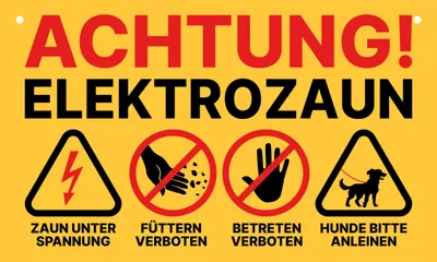 Produktbild von Weidezaun Schild Warnschild Elektro Zaun Füttern verboten & Betreten verboten 20x12 cm inklusive Kabelbinder 1 Stück