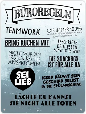 Produktbild von Büroregeln Metallschild XL in 21x28 cm