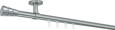 Produktbild von SN Deco Gardinenstange Innenlauf Rennes, 19 mm, 1-läufig, Stahl, Komplett-Set mit Ringen, Profildeckentrager, 120 cm, chrom matt