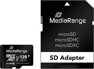 Produktbild von MediaRange MR945, 128 GB, MicroSDXC, Klasse 10, UHS-I, 80 MB/s, 20 MB/s