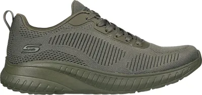 A side view of a green Skechers Bobs Squad Chaos sneaker.