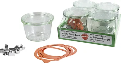 Produktbild von WECK Rundrandglas Sturz 0,25 l 4er Tray mit Deckel, Ring und Klammern