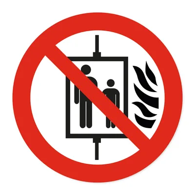 Image de Autocollant d'interdiction P020 Ne pas utiliser l'ascenseur en cas d'incendie selon DIN EN ISO 7010 I Avertissement I Protection UV I Ø 10 cm I hin805