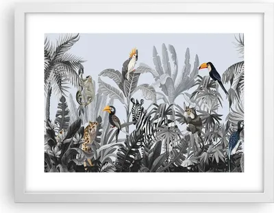 Produktbild von Gerahmtes Poster - Weißer Rahmen - Dschungel Tiere Tukane - 40x30 cm - Wand Bild - Wanddeko - Wandbilder - Kunstposter - Wandposter - Bilderrahmen - Bilder - Kunstdruck - P2WAA40x30-4662