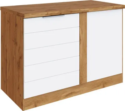 Produktbild von Held Möbel Eckunterschrank Florenz BxTxH 120 x 60 x 86 cm weiß matt zerlegt Anschlag reversibel 473.2.6291