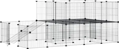 Obrázek produktu pro vidaXL 44dílná klec pro domácí mazlíčky s dvířky černá 35x35 cm ocelová