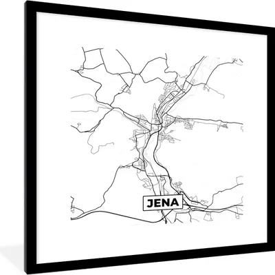 Produktbild von MuchoWow® Gerahmtes Poster Jena - Karte - Stadtplan 40x40 cm - Poster mit Schwarzem Bilderrahmen Wandposter Rahmen Foto Bilder - Poster - Plakat im Rahmen