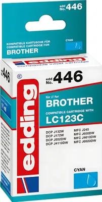 Image de edding EDD-446 cyan Cartouche d'impression compatible avec brother LC-123C