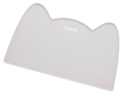 Produktbild von Masilic Silikon Napfunterlage für Kleine Hunde und Katz, 42,9x25,2 cm, Unterlage für Katzennapf, Futtermatte Rutschfeste Futterunterlage, Silikonmatte mit Rand, Leicht zu reinigen, Farbe Grau