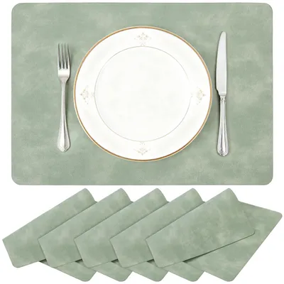 6er-Set grüne Platzsets, abwaschbar, 43x30 cm, hitzebeständig, rutschfest