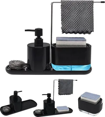 Produktbild von Famanu Küchenwaschmitteldispenser mit Handtuchhalter und Ablage - Multifunktional