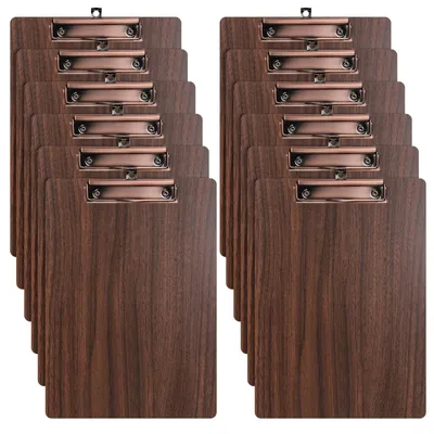 Produktbild von 12 Stück A4-Schreibbretter aus Holz mit robusten Metallklammern