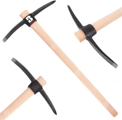Produktbild von Spitzhacke 2,5 KG mit Stiel Holzgriff 90cm Kreuzhacke Flachhacke Flachspitzhacke