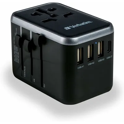 Zdjęcie produktu dla Adapter podróżny Verbatim 3xUSB-A 2xUSB-C 61W czarny