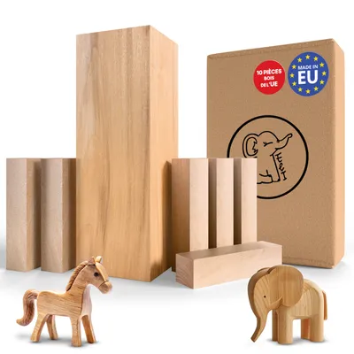 Image de Eli® bois de tilleul à sculpter - quel bois de tilleul pour sculpter ou tourner - gabarit de sculpture - set d'ébauches en bois à sculpter - prisme