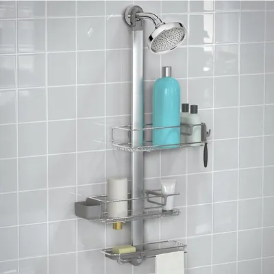 Zdjęcie produktu dla Półka łazienkowa Plus - Wisząca - Srebrna - Simplehuman