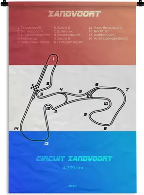 Produktbild von MuchoWow® Wandteppich Wandbehang F1 - Zandvoort - Rennstrecke 90x135 cm Tapisserie Dekoration Wandtuch - Baumwolle - Wandskulptur
