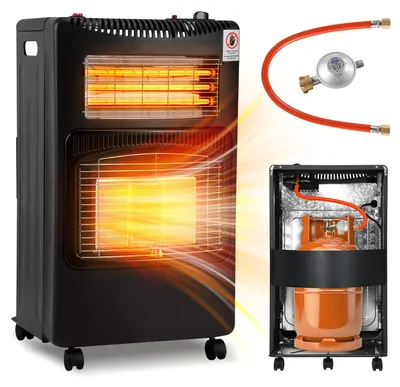 Produktbild von ISOISL 2-in-1 Gas- & Elektroheizung 4200W/1200W, Keramik & Quarz, 3 Gasstufen, ODS, 5 Rollen