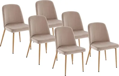 Produktbild von Stuhl 6er-Set - Samt & Metall in Holzoptik - Beige - MINAGRI