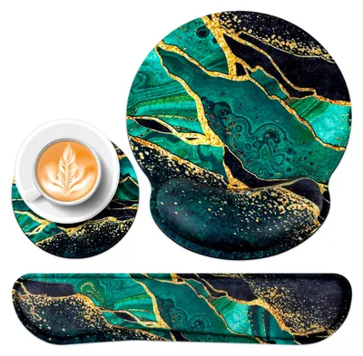 Produktbild von 3-in-1 Mauspad Set mit Gelkissen, Handballenauflage und Untersetzer