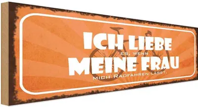 Produktbild von vianmo Holzschild 10x27 cm meine Frau mich radfahren lässt Männer Frauen