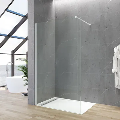 Produktbild von Duschwand Glas weiß 90x200cm 8 mm ESG Sicherheitsglas Lotuseffekt
