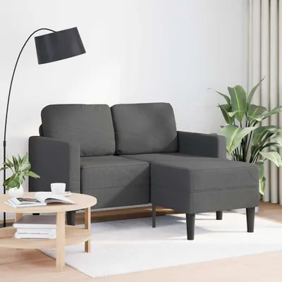 Produktbild von 2-Sitzer-Sofa mit Chaiselongue L-Form Dunkelgrau 125 cm Leinen, Schlafsofas DesignMöbel