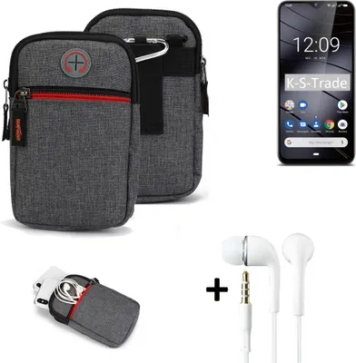 Produktbild von K-S-Trade Gürteltaasche + Kopfhörer kompatibel mit Gigaset GS290 Handy Tasche Holster Schutz Hülle Handy Hülle grau Zusatzfächer 1x