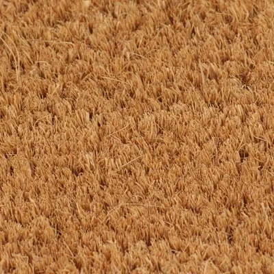 A close-up, textured view of a brown woven material, likely a doormat or upholstery.