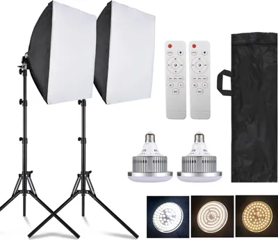 Produktbild von Andoer Studio-Fotografie-Licht-Set, Softbox-Beleuchtungsset, inkl. 85 W zweifarbigem LED-Licht * 2 + 40 x 40 cm Softbox * 2 + 1,7 m Lichtstativ * 2 + Fernbedienung * 2 + 1 * Tragetasche fuer Studio-Portrait-Produktfotos, Live-Streaming-Videoaufzeichnung