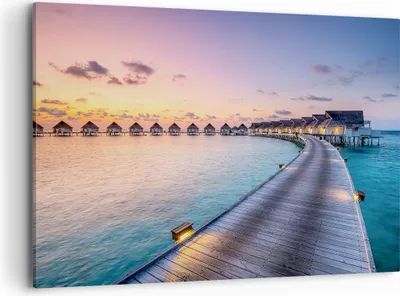Produktbild von Bild auf Leinwand - Leinwandbild - Malediven Meer - 100x70cm - Wand Bild - Wanddeko - Wandbilder - Leinwanddruck - Bilder - Kunstdruck - Wanddekoration - Leinwand bilder - Wandkunst - AA100x70-4082